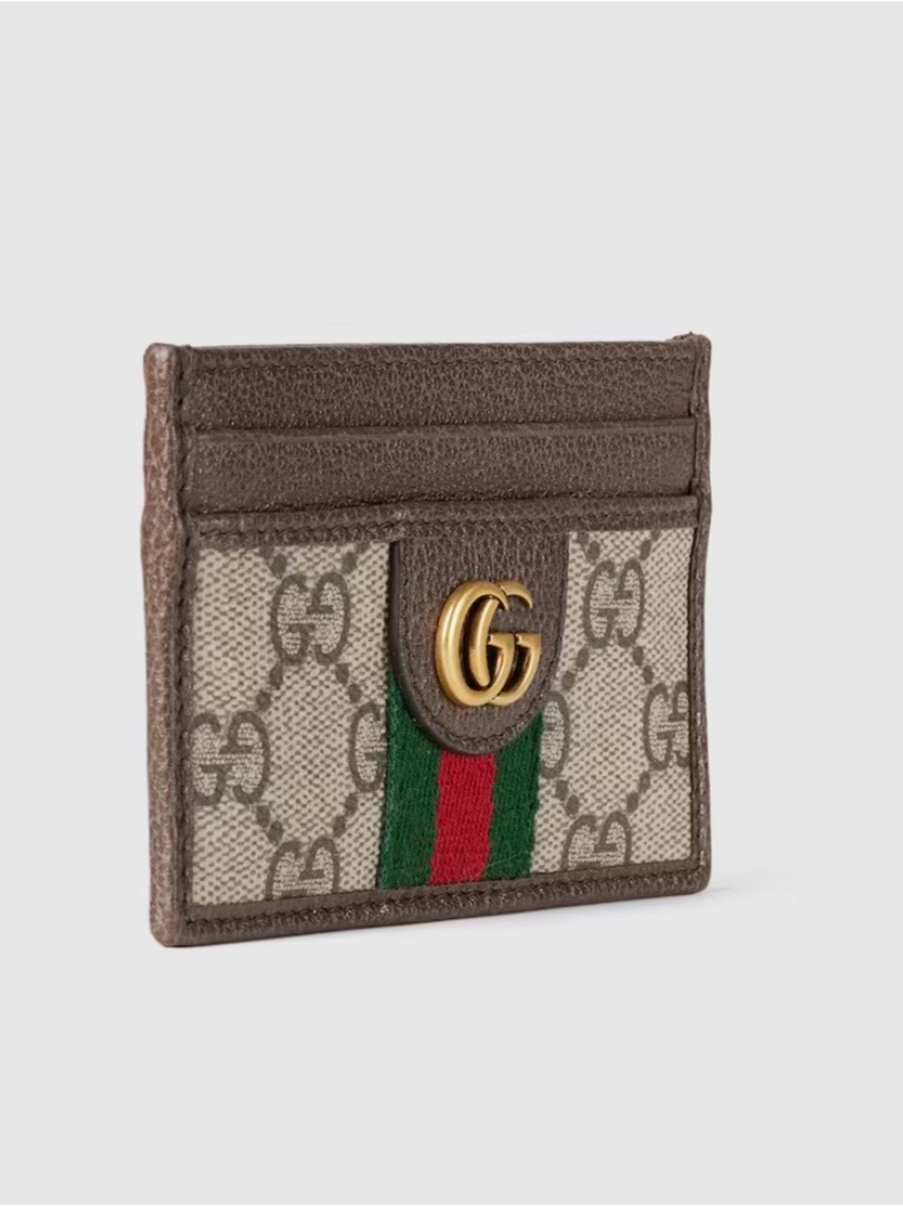 Gucci Ophidia Card Case | Brown/Beige Card Case with Green-Red Web and Gold GG - Picture 3 of 4